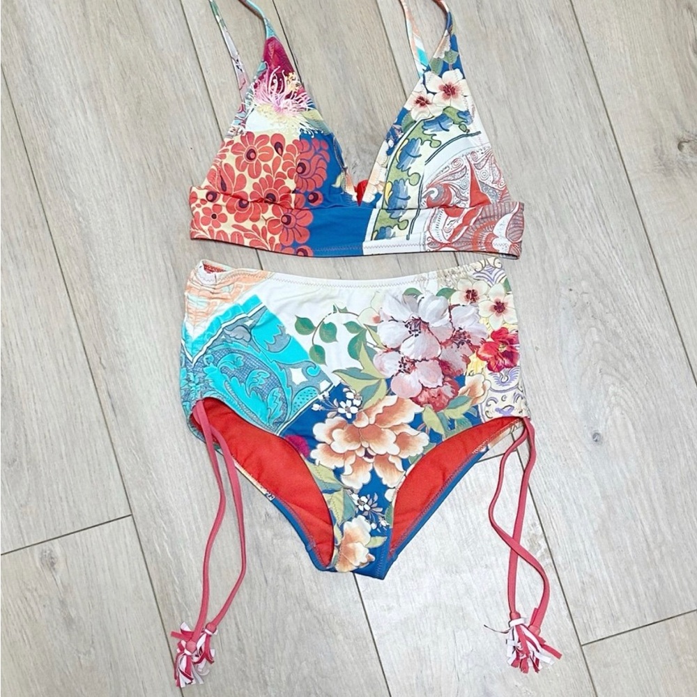 Johnny Was Multicolor Floral Bikini